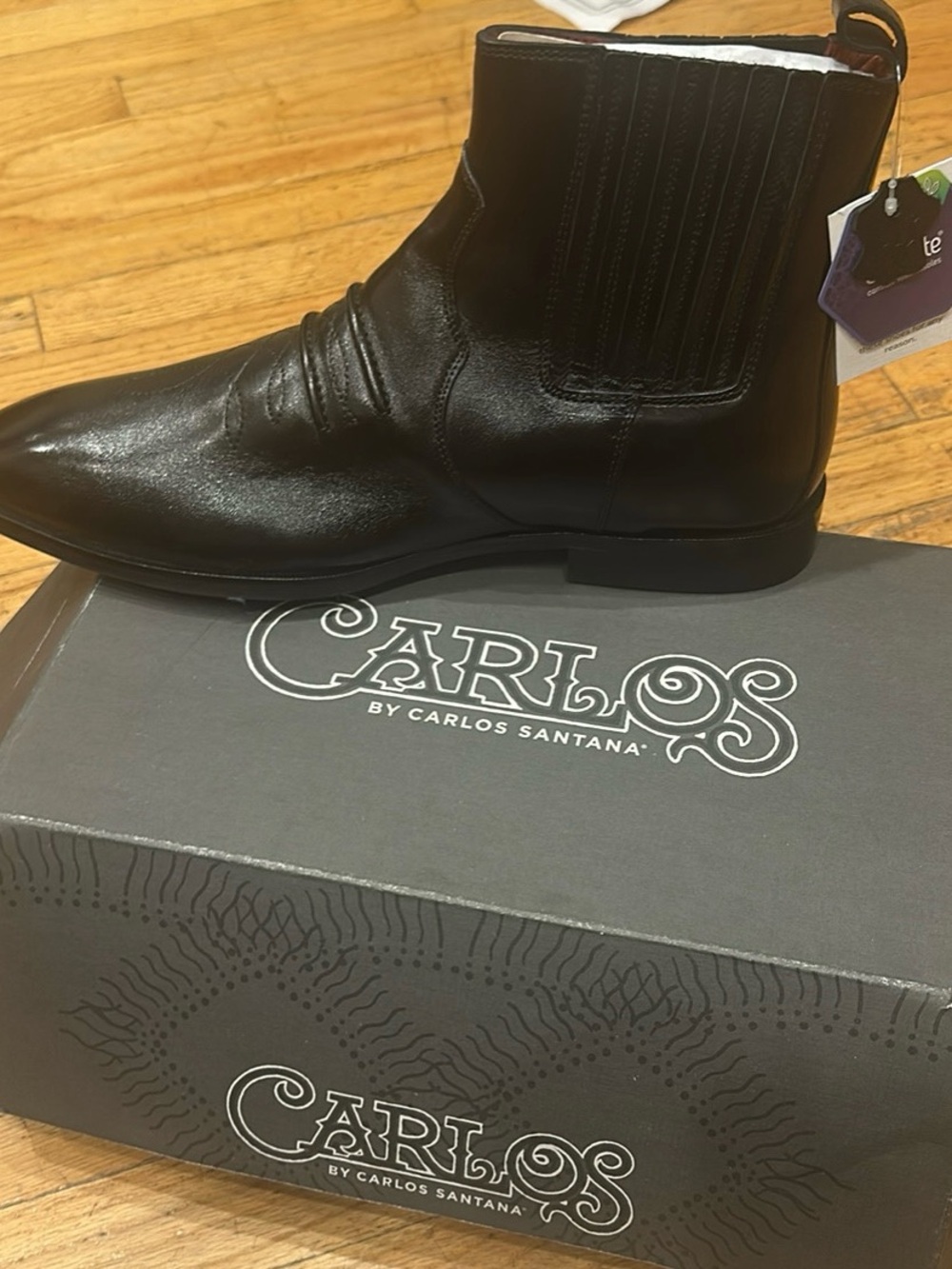 Carlos by Carlos Santana Men's Black Leather Chelsea Ankle Boots